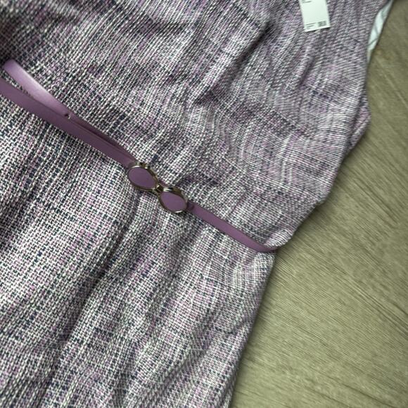 Premise Gabrielle Dress Size 10 NWT Purple Tweed Belted Sheath Career Workwear - Picture 3 of 7